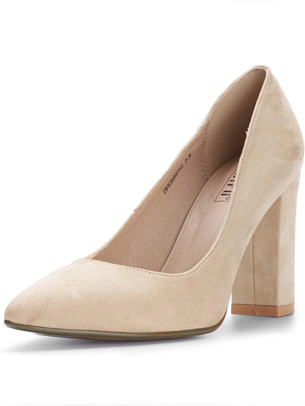 Women’s Suede Block Heel Pump - Beige, size 8, NEVER WORN - Picture 2 of 5